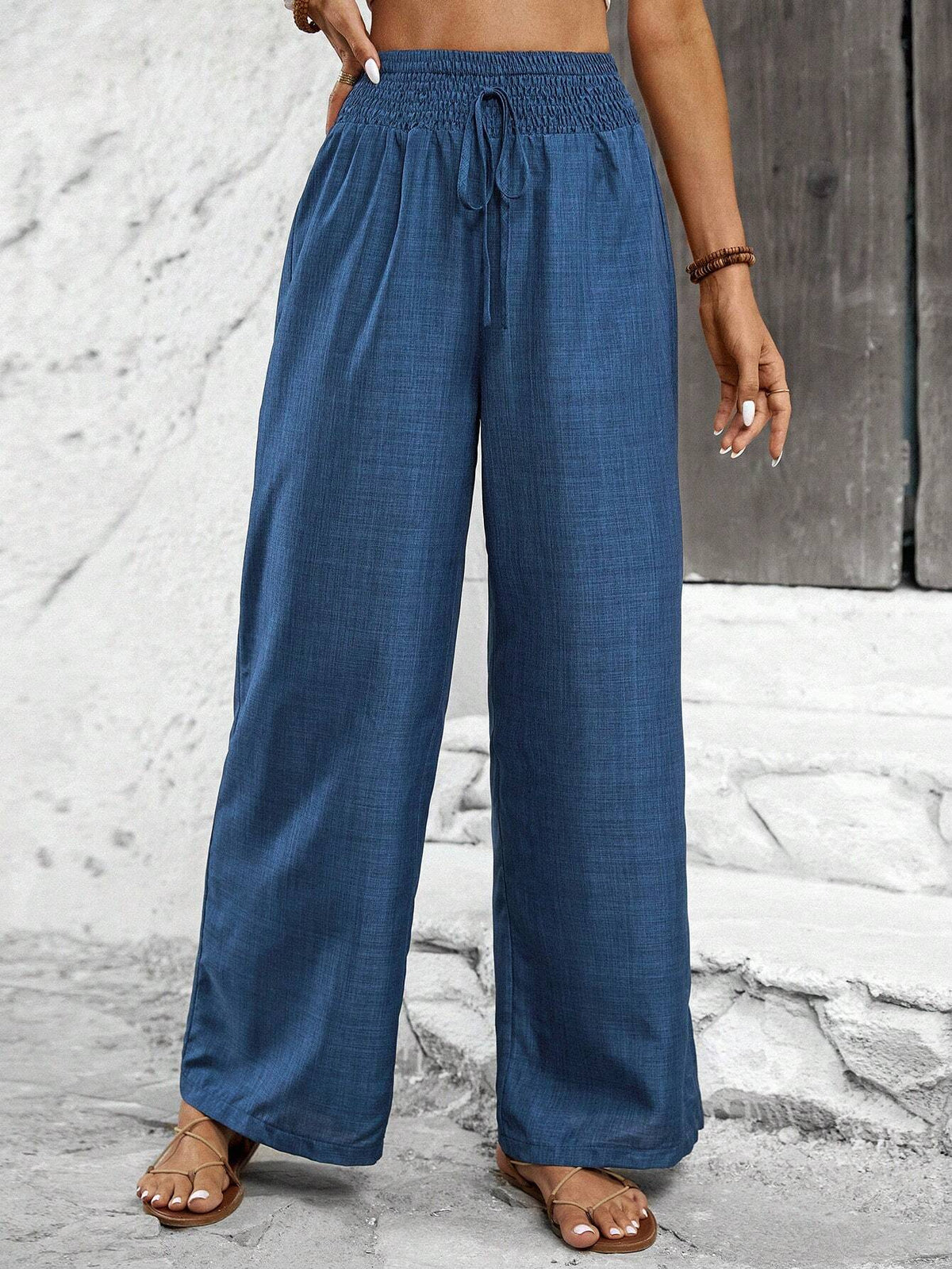 Breezaya Solid Color Straight Leg High-Waisted Casual Pants Ideal For Vacation And Leisure Fall Cloth For Women