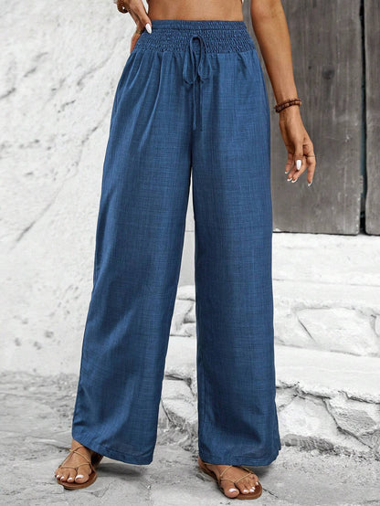 Breezaya Solid Color Straight Leg High-Waisted Casual Pants Ideal For Vacation And Leisure Fall Cloth For Women