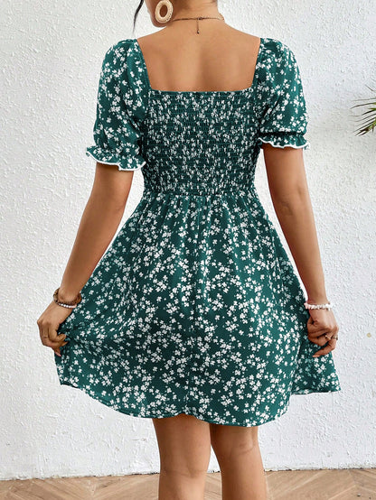 Breezaya Women's Square Neck Floral Print Dress