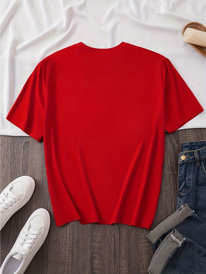 Bright Red Oversized Tee, Be The Sunshine Inspirational Sun Print Soft Cotton Retro Positive Casual Summer T-Shirt