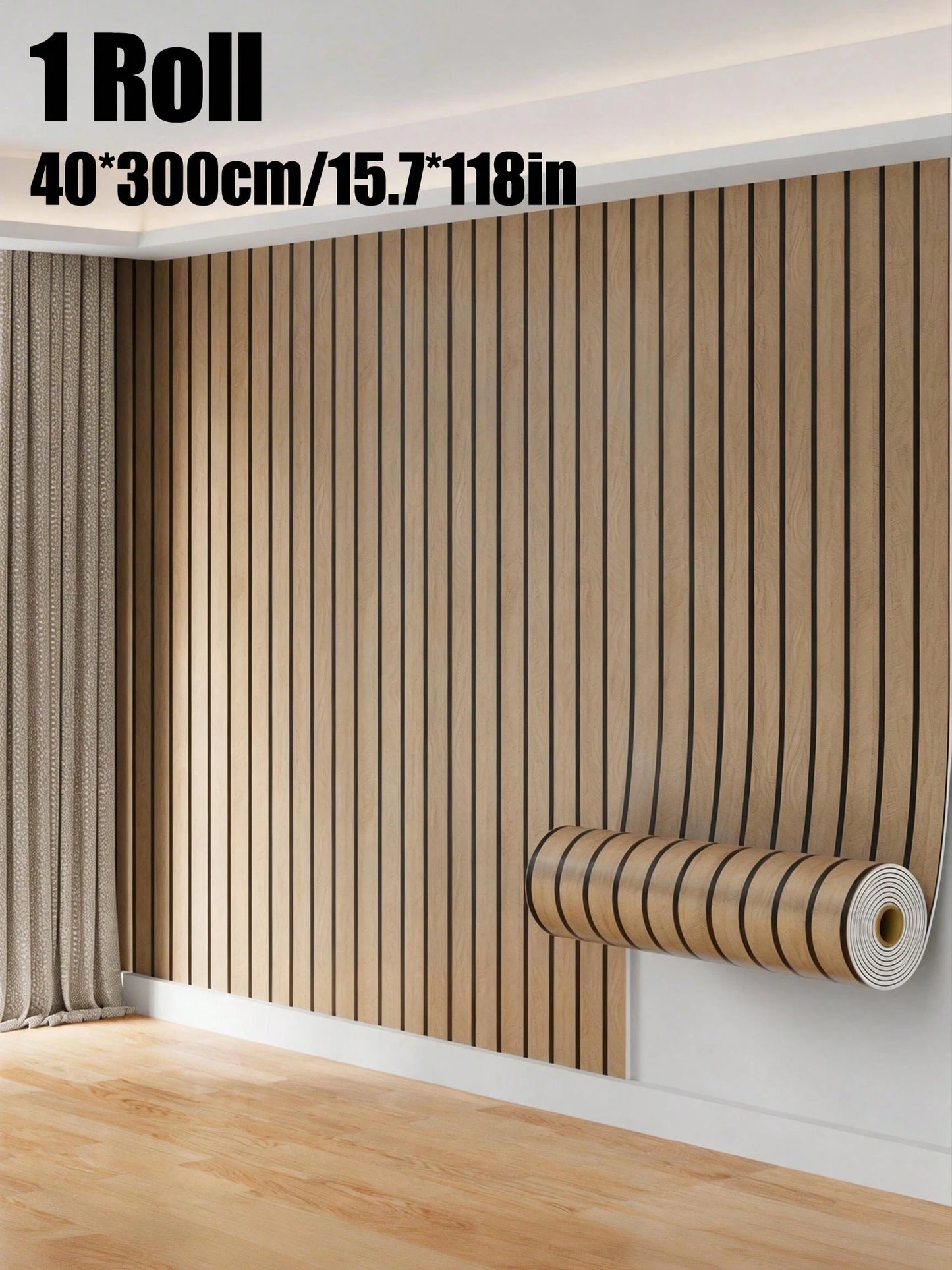 Brodark 1 Roll 40*300cm Flat Grid Wallpaper, Vintage Wood Grain Texture, Waterproof, Oil-Proof, Mildew-Proof, Suitable For Bedroom, Living Room, TV Background, Easy To Install And Maintain