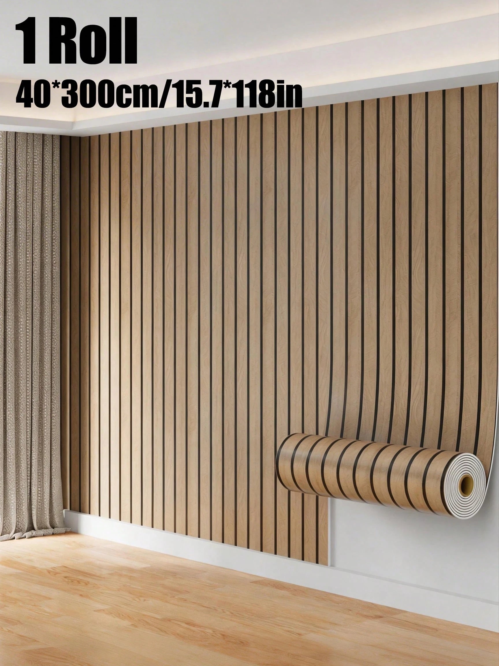 Brodark 1 Roll 40*300cm Flat Grid Wallpaper, Vintage Wood Grain Texture, Waterproof, Oil-Proof, Mildew-Proof, Suitable For Bedroom, Living Room, TV Background, Easy To Install And Maintain