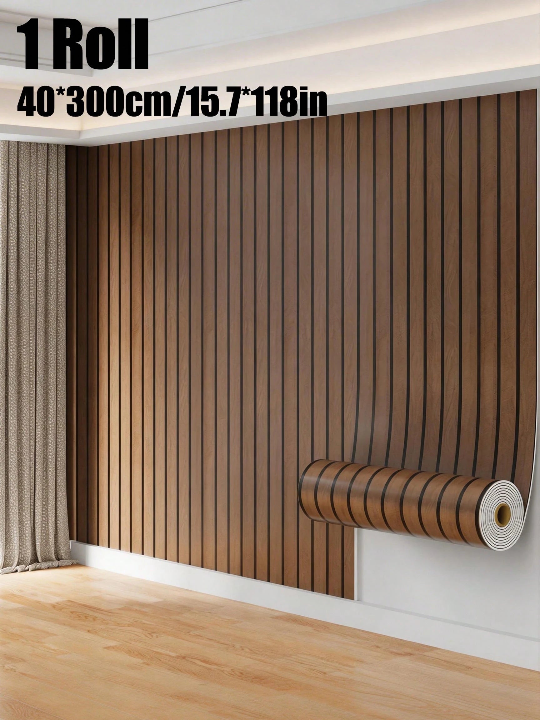 Brodark 1 Roll 40*300cm Flat Grid Wallpaper, Vintage Wood Grain Texture, Waterproof, Oil-Proof, Mildew-Proof, Suitable For Bedroom, Living Room, TV Background, Easy To Install And Maintain