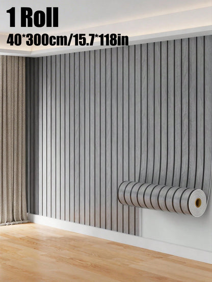 Brodark 1 Roll 40*300cm Flat Grid Wallpaper, Vintage Wood Grain Texture, Waterproof, Oil-Proof, Mildew-Proof, Suitable For Bedroom, Living Room, TV Background, Easy To Install And Maintain