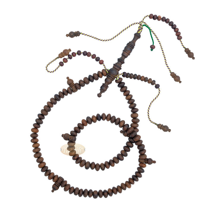 Brown Tijani 10 mm Handmade Johar Wood Oval-shaped Bead Tasbih LIMITED EDITION