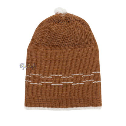 Brown with White Lines Baby Or Infant Kufi pom-pom Beanie