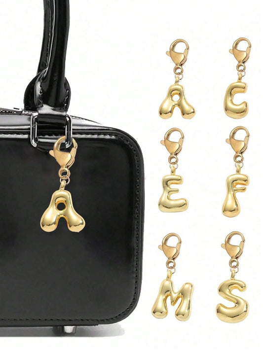 Bubble Letter Cute Necklace Pendant, Bag Pendant- Lucky Crystal Pendant, Letter A-Z, Shiny Alloy Bag Backpack Pendant- Perfect Gift For Birthday And Special Occasions, Keychain Ring Bag Backpack Pen