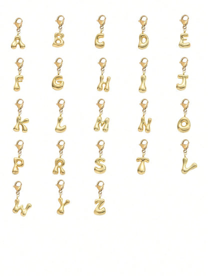 Bubble Letter Cute Necklace Pendant, Bag Pendant- Lucky Crystal Pendant, Letter A-Z, Shiny Alloy Bag Backpack Pendant- Perfect Gift For Birthday And Special Occasions, Keychain Ring Bag Backpack Pen