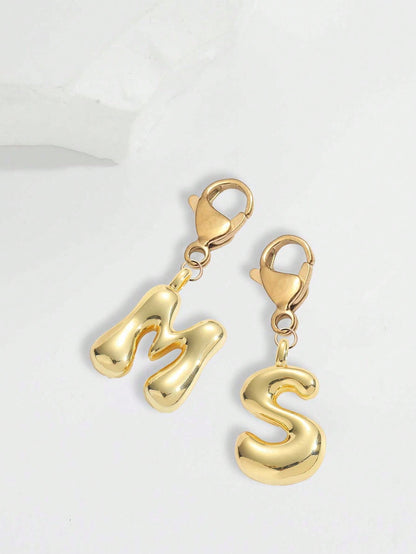 Bubble Letter Cute Necklace Pendant, Bag Pendant- Lucky Crystal Pendant, Letter A-Z, Shiny Alloy Bag Backpack Pendant- Perfect Gift For Birthday And Special Occasions, Keychain Ring Bag Backpack Pen