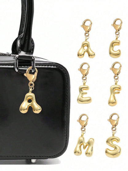 Bubble Letter Cute Necklace Pendant, Bag Pendant- Lucky Crystal Pendant, Letter A-Z, Shiny Alloy Bag Backpack Pendant- Perfect Gift For Birthday And Special Occasions, Keychain Ring Bag Backpack Pen