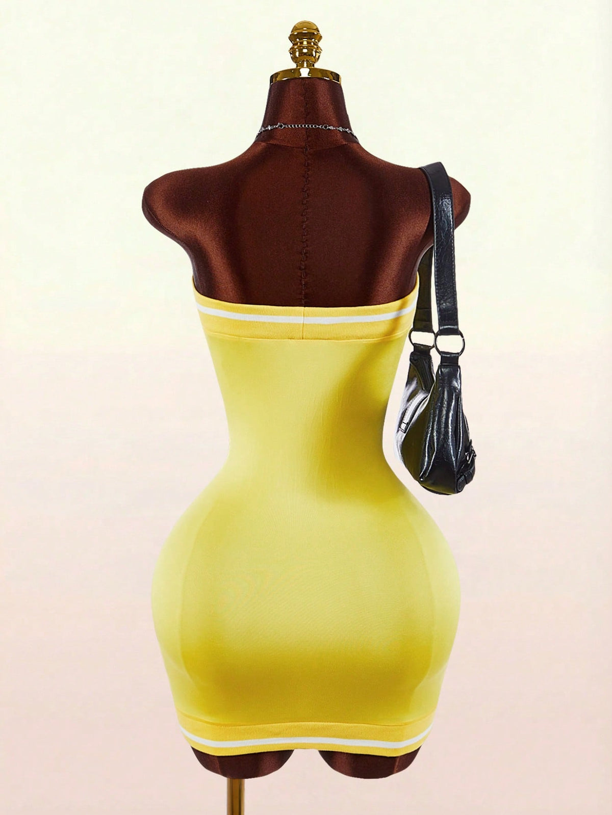 Bumpella Women's Slogan Print Yellow Bandeau Bodycon Mini Dress