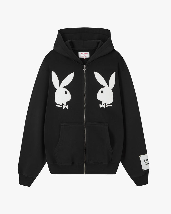 Bunny Zip-Up Hoodie Black