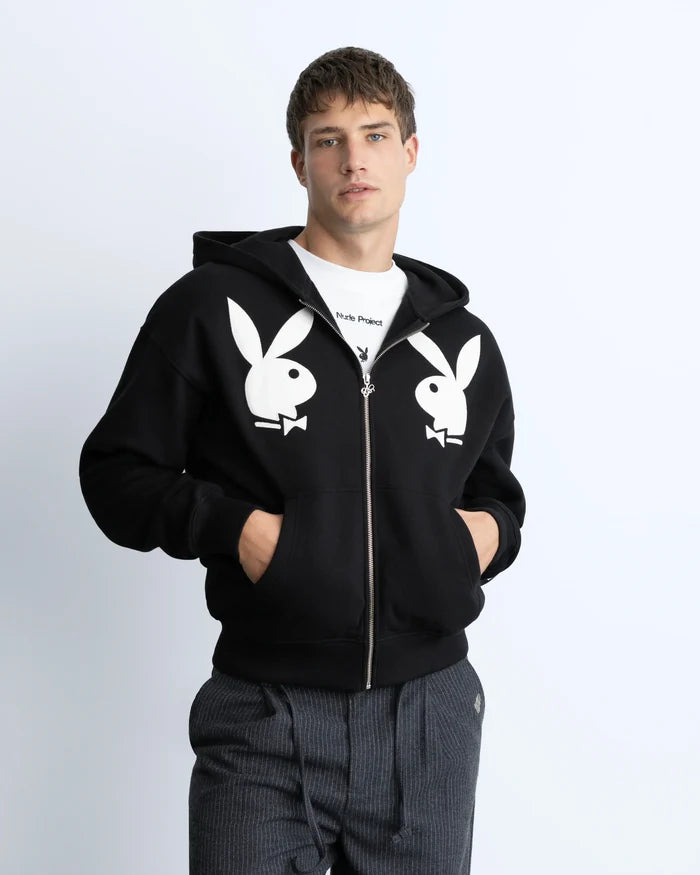 Bunny Zip-Up Hoodie Black