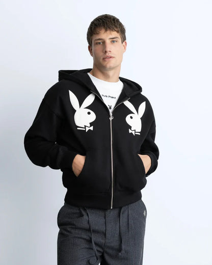 Bunny Zip-Up Hoodie Black