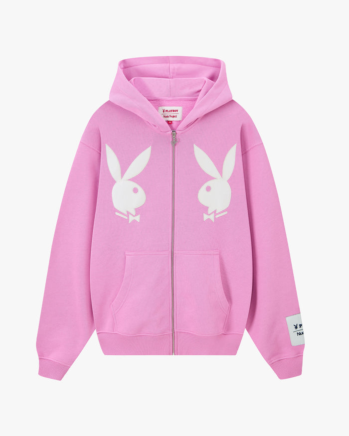 Bunny Zip-Up Hoodie Pink
