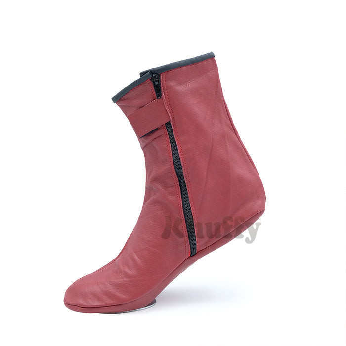 Burgundy Men's/Women's Zipper Halal Leather Sunnah Khuff Khuffain Socks For Mosque