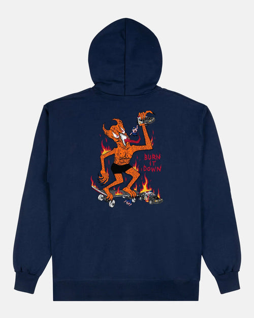 BURN IT DOWN - HOODIE - NAVY - Four Street