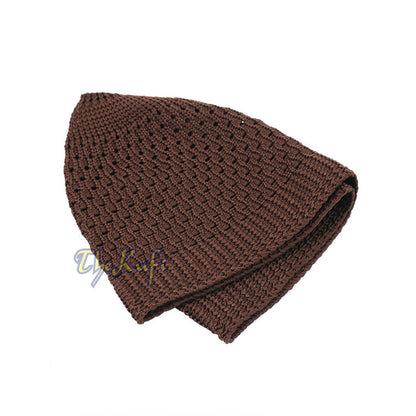 Buy 1 Get 1 Free! Brown Open-Weave Stretchy 100% Nylon Kufi Skull Caps