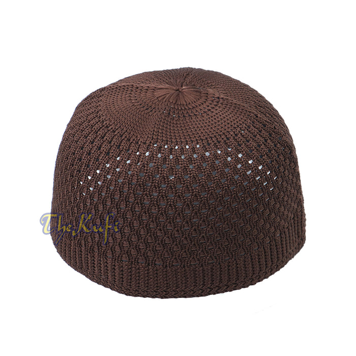 Buy 1 Get 1 Free! Brown Open-Weave Stretchy 100% Nylon Kufi Skull Caps