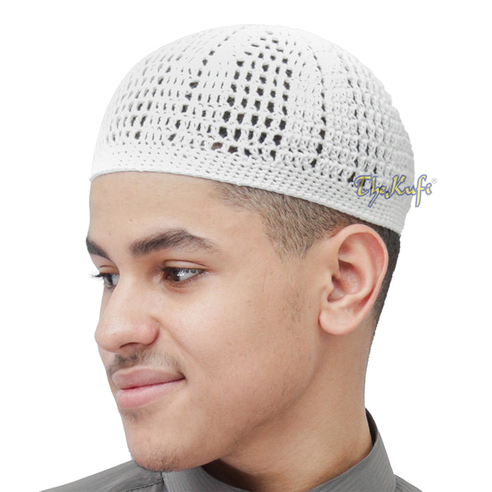 Buy 1 Get 1 Free! White Kufi Cap | Hand-crocheted Arifin Ilham Crochet Knitted Muslim Hat