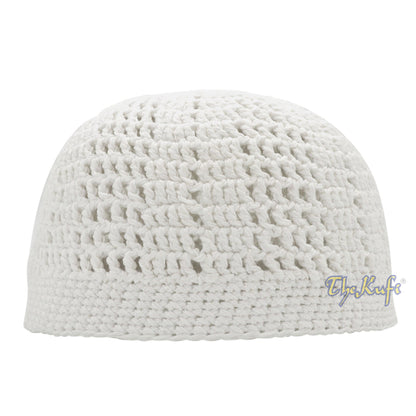 Buy 1 Get 1 Free! White Kufi Cap | Hand-crocheted Arifin Ilham Crochet Knitted Muslim Hat