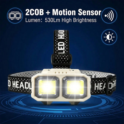 Camping Essentials, Headlamp, Outdoor Motion Sensor Fishing Headlamp, Hands-Free LED Head Light With Smart Sensor Control, Waterproof Portable Illumination Gear For Night Fishing, Hiking, Camping, Run