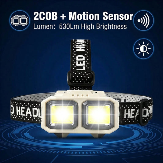 Camping Essentials, Headlamp, Outdoor Motion Sensor Fishing Headlamp, Hands-Free LED Head Light With Smart Sensor Control, Waterproof Portable Illumination Gear For Night Fishing, Hiking, Camping, Run