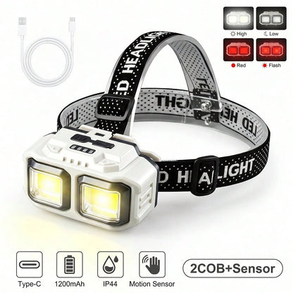 Camping Essentials, Headlamp, Outdoor Motion Sensor Fishing Headlamp, Hands-Free LED Head Light With Smart Sensor Control, Waterproof Portable Illumination Gear For Night Fishing, Hiking, Camping, Run