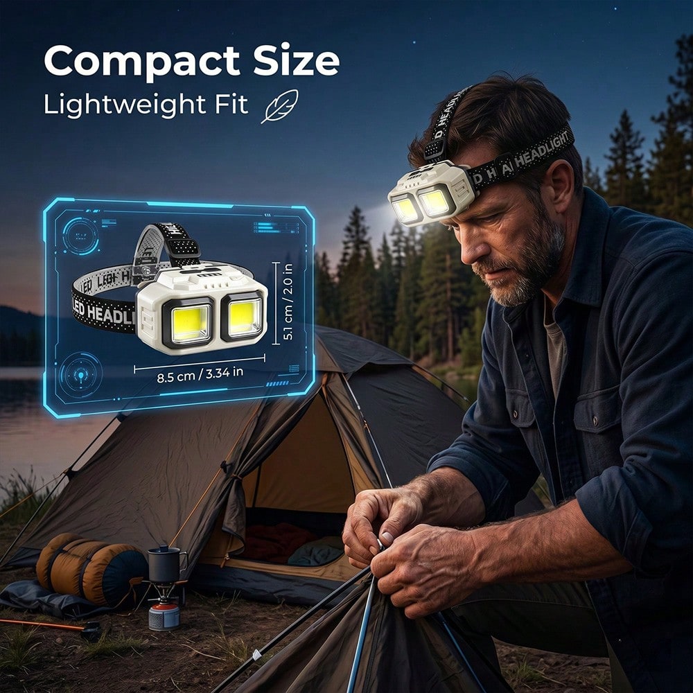 Camping Essentials, Headlamp, Outdoor Motion Sensor Fishing Headlamp, Hands-Free LED Head Light With Smart Sensor Control, Waterproof Portable Illumination Gear For Night Fishing, Hiking, Camping, Run