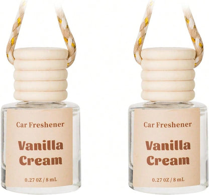 Car Air Freshener Diffuser, Hanging Car Scents Air Freshener, Car Fresheners Long Lasting, Essential Oil Diffuser, Vanilla Cream Fragrance Oil, 2pcs