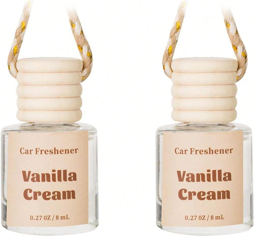 Car Air Freshener Diffuser, Hanging Car Scents Air Freshener, Car Fresheners Long Lasting, Essential Oil Diffuser, Vanilla Cream Fragrance Oil, 2pcs