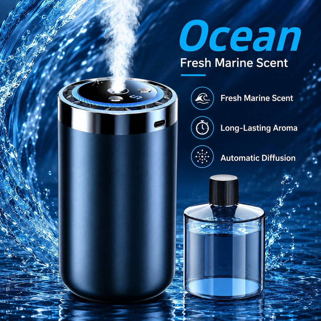 Car Air Freshener Diffuser, Long Lasting Car Fragrance Aromatherapy Essential Oil Diffuser, Automatic Scent Diffuser For Car Interior, Odor Eliminator Freshener For Cup Holder, Premium Car Accessories