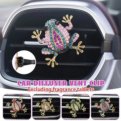 Car Air Vent Fragrance Clip, Rhinestone Frog Aromatherapy Diffuser, Air Freshener Clip, Long-Lasting Scent, SUV RV Interior Decoration Tool