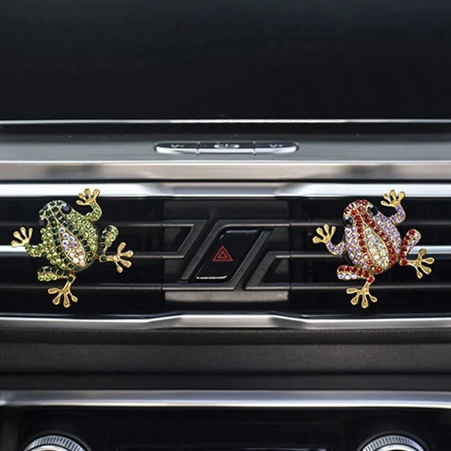 Car Air Vent Fragrance Clip, Rhinestone Frog Aromatherapy Diffuser, Air Freshener Clip, Long-Lasting Scent, SUV RV Interior Decoration Tool