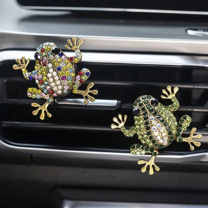 Car Air Vent Fragrance Clip, Rhinestone Frog Aromatherapy Diffuser, Air Freshener Clip, Long-Lasting Scent, SUV RV Interior Decoration Tool