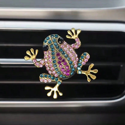 Car Air Vent Fragrance Clip, Rhinestone Frog Aromatherapy Diffuser, Air Freshener Clip, Long-Lasting Scent, SUV RV Interior Decoration Tool