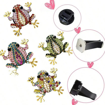 Car Air Vent Fragrance Clip, Rhinestone Frog Aromatherapy Diffuser, Air Freshener Clip, Long-Lasting Scent, SUV RV Interior Decoration Tool