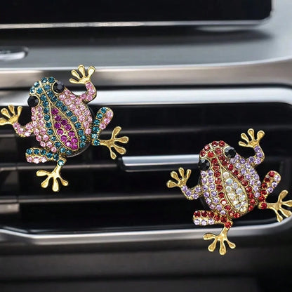 Car Air Vent Fragrance Clip, Rhinestone Frog Aromatherapy Diffuser, Air Freshener Clip, Long-Lasting Scent, SUV RV Interior Decoration Tool
