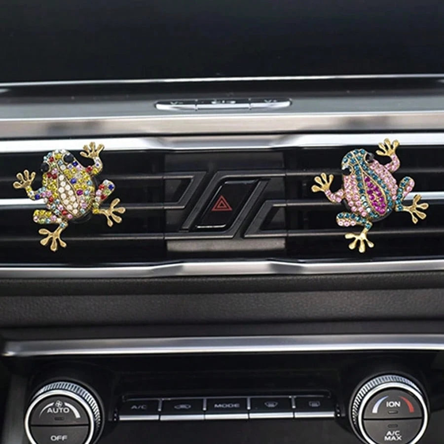 Car Air Vent Fragrance Clip, Rhinestone Frog Aromatherapy Diffuser, Air Freshener Clip, Long-Lasting Scent, SUV RV Interior Decoration Tool