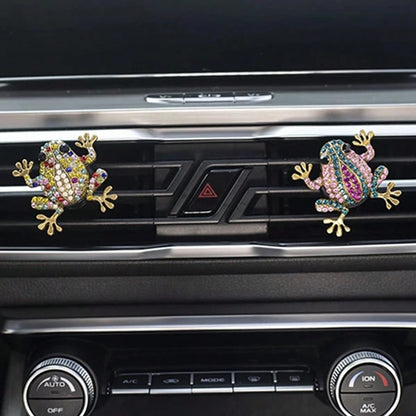 Car Air Vent Fragrance Clip, Rhinestone Frog Aromatherapy Diffuser, Air Freshener Clip, Long-Lasting Scent, SUV RV Interior Decoration Tool
