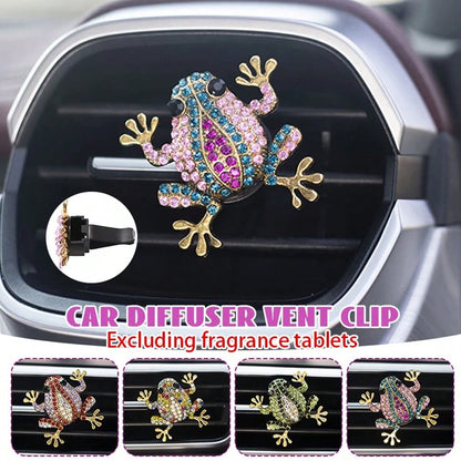 Car Air Vent Fragrance Clip, Rhinestone Frog Aromatherapy Diffuser, Air Freshener Clip, Long-Lasting Scent, SUV RV Interior Decoration Tool