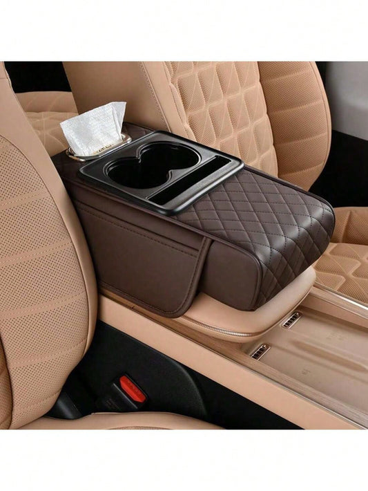 Car Armrest Cushion,5-In-1 Center Console Cover With 2 Storage Bags Cup Holder, Tissue Box Slot, Phone Slot For Sedans, Car Accessories Interior Organizers