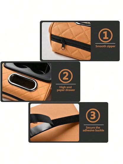 Car Armrest Cushion,5-In-1 Center Console Cover With 2 Storage Bags Cup Holder, Tissue Box Slot, Phone Slot For Sedans, Car Accessories Interior Organizers