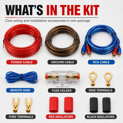 Car Audio Modification Subwoofer Modification Cable 10GA Car Power Amplifier Sleeve Pipeline, Thickened Copper Wire, High-Temperature Resistant, Anti-Interference, HIFI Music, Car Sound Quality, Car P