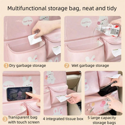 Car Backseat Organizer- Cute Cartoon Pattern Car Hanging Storage Bag, Creative Multi-Functional Car Seat Back Protector & Anti-Kick Pad