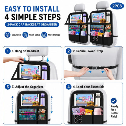 Car Backseat Organizer With Foldable Tray