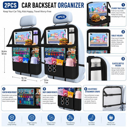Car Backseat Organizer With Foldable Tray