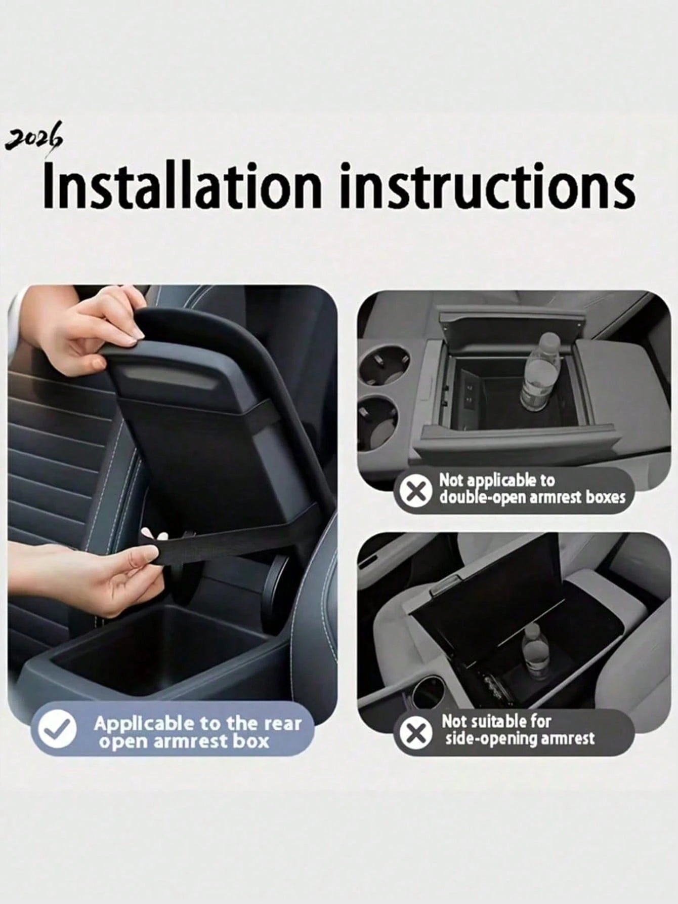 Car Center Console Cover- Universal Car Interior Accessory With 2 Storage Pockets- Premium Nappa Leather Armrest Cover, Scratch-Resistant, Wear-Resistant, Waterproof, Suitable For SUV, Sedan, Truck