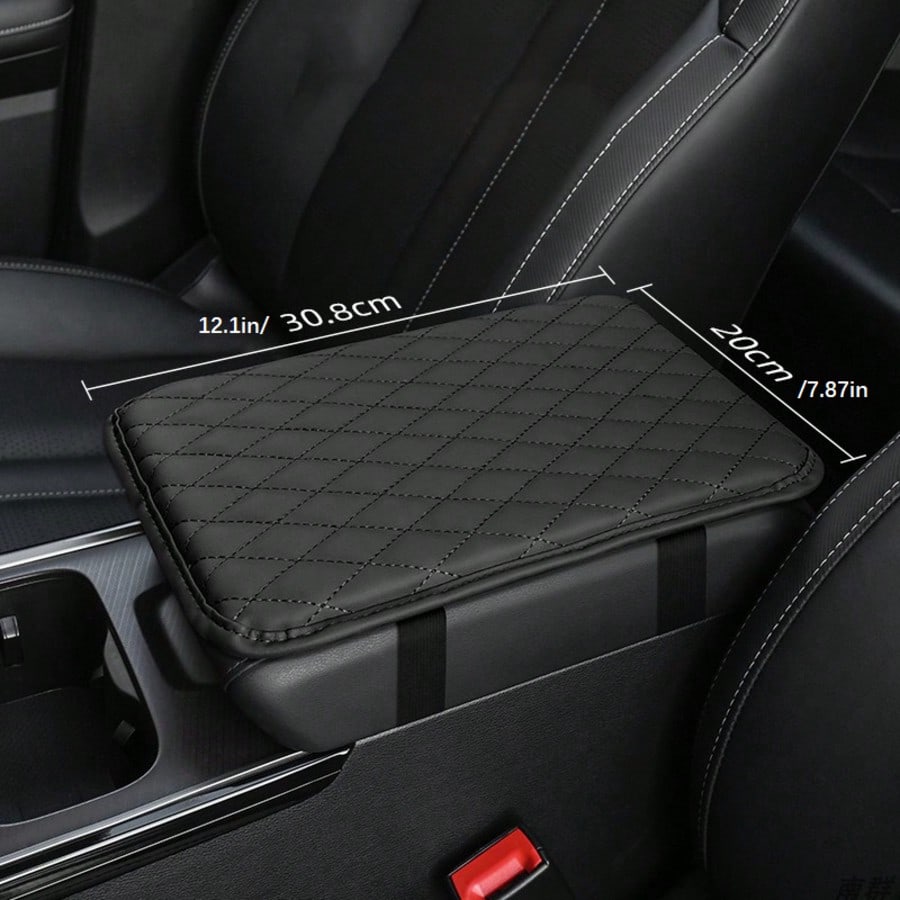 Car Center Console Cover- Universal Car Interior Accessory With 2 Storage Pockets- Premium Nappa Leather Armrest Cover, Scratch-Resistant, Wear-Resistant, Waterproof, Suitable For SUV, Sedan, Truck