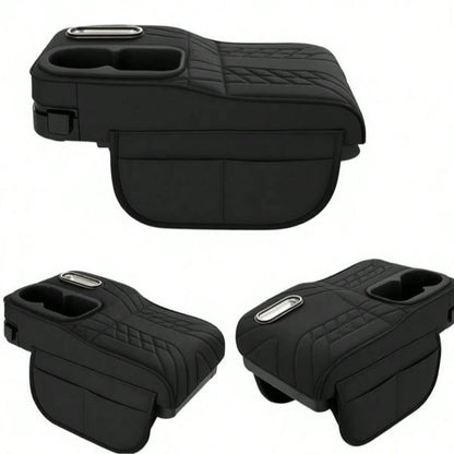 Car Center Console Cover, Soft Microfiber Leather Armrest Pad With Dual Cup Holders And Storage Compartment- Interior Accessory